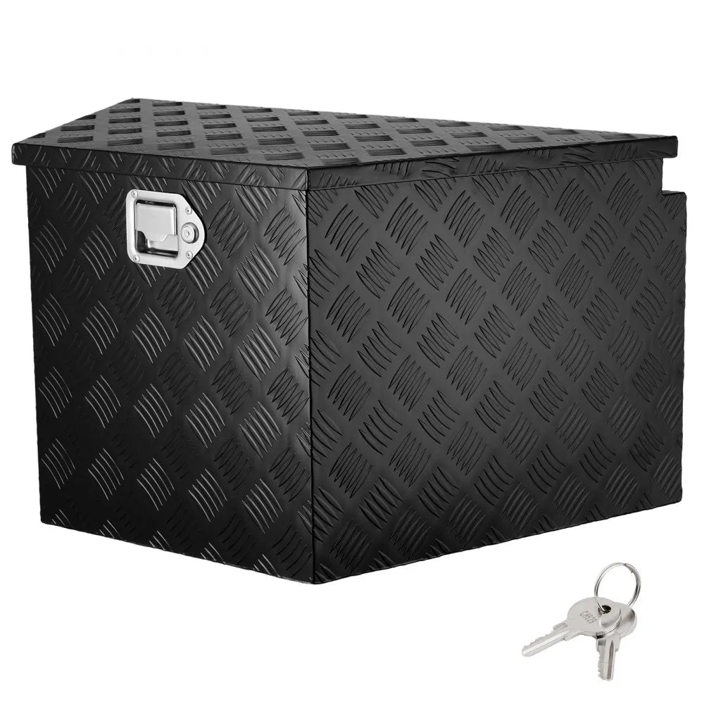 VEVOR Trailer Tongue Box, Aluminum Alloy Diamond Plate Tongue Box Tool Chest, Heavy Duty Trailer Box Storage with Lock and Keys, Utility Trailer Tongue Box for Pickup Truck, RV, Trailer, 33"x19"x18"