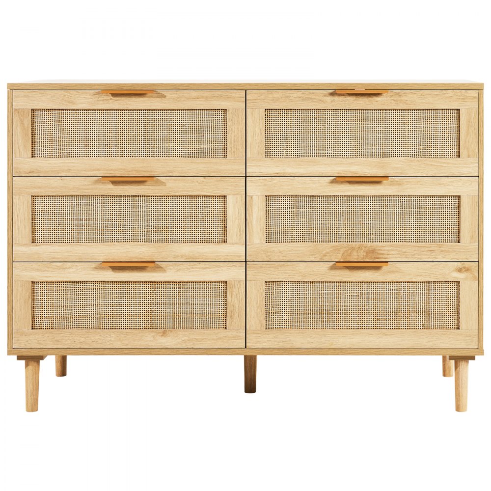 VEVOR Rattan Drawer Dresser Natural Rattan Closet Dresser 6 Drawers for bedroom 
