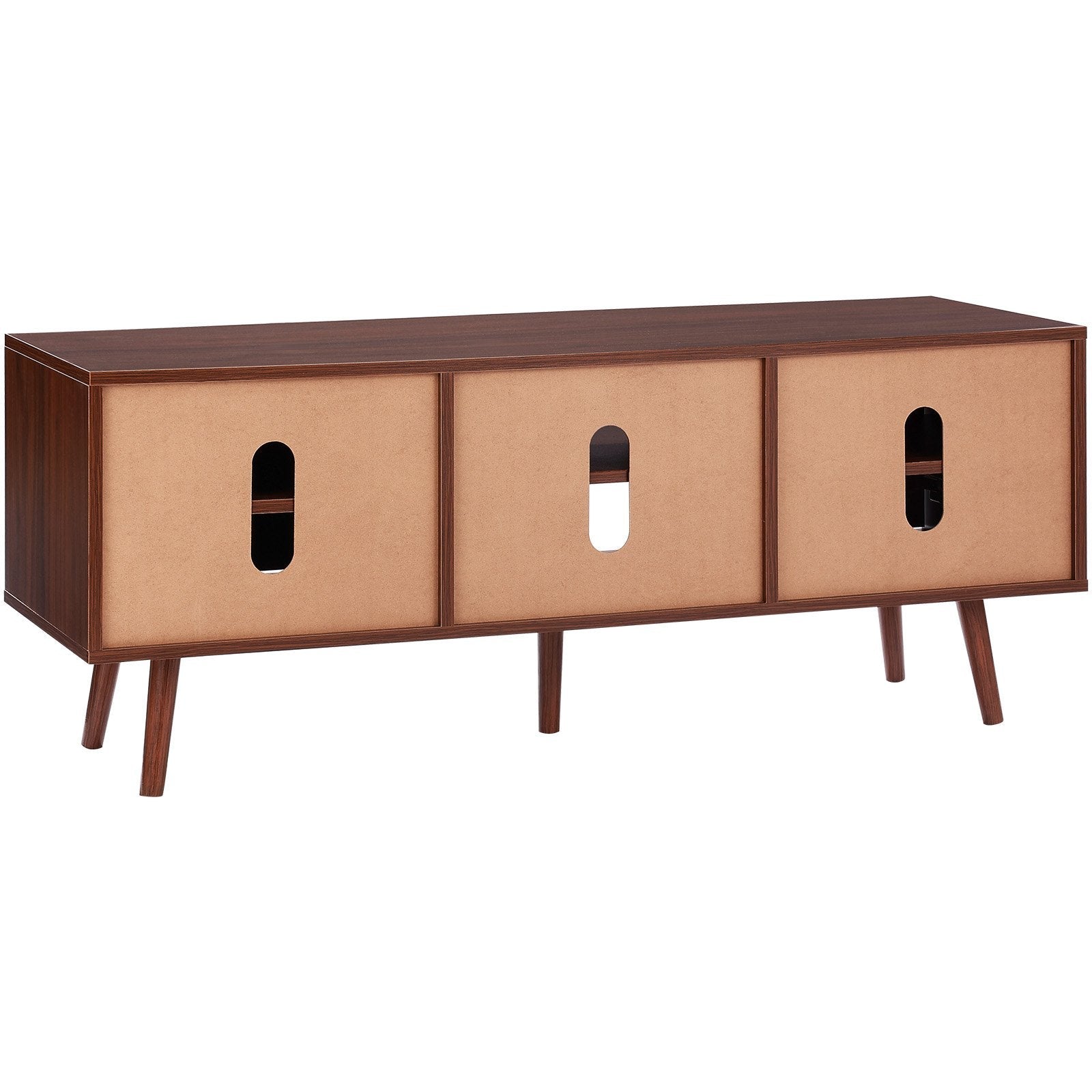 VEVOR Rattan TV Stand for 55" TV Entertainment Center with Rattan Door Walnut 