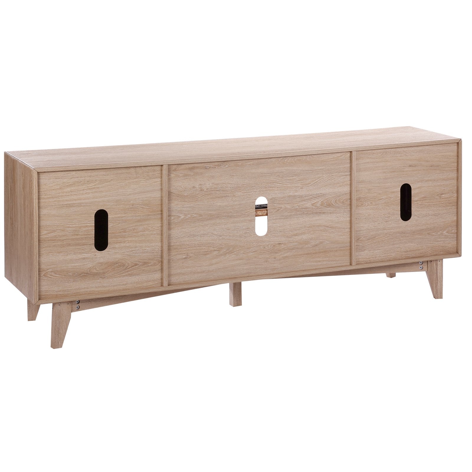 VEVOR Rattan TV Stand for 75" TV Boho TV Stand with Build-in Socket Oak 