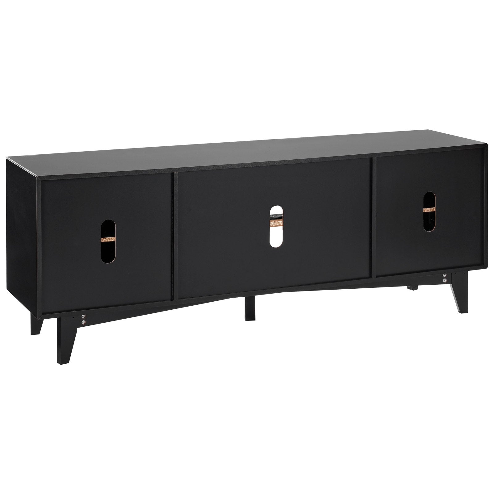 VEVOR Rattan TV Stand for 75" TV Boho TV Stand with Build-in Socket Black 