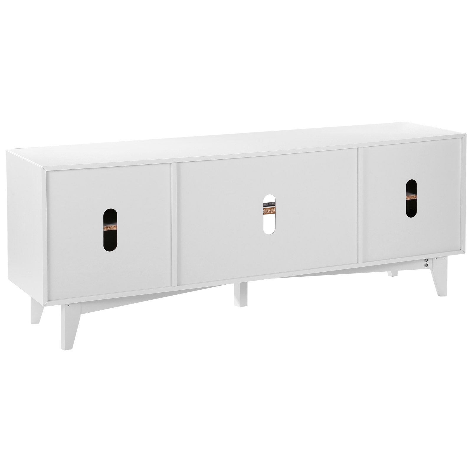 VEVOR Rattan TV Stand for 75" TV Boho TV Stand with Build-in Socket White 
