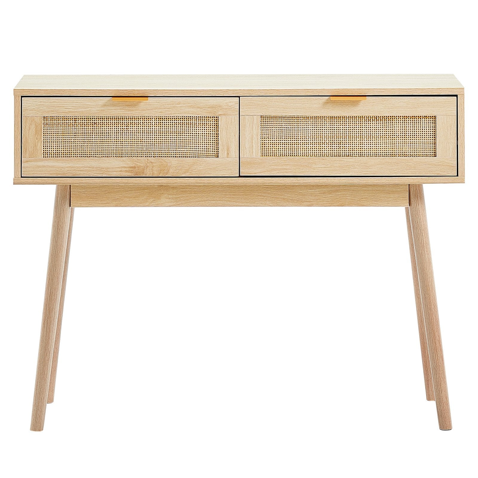 VEVOR Rattan Console Table with 2 Storage Drawers Rattan Sliding Door Natural 