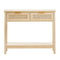 VEVOR Rattan Console Table with 2 Storage Drawers Rattan Sliding Door Natural