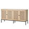 VEVOR Rattan Cabinet Storage with 4 Magnetic Doors & Adjustable Shelves Natural