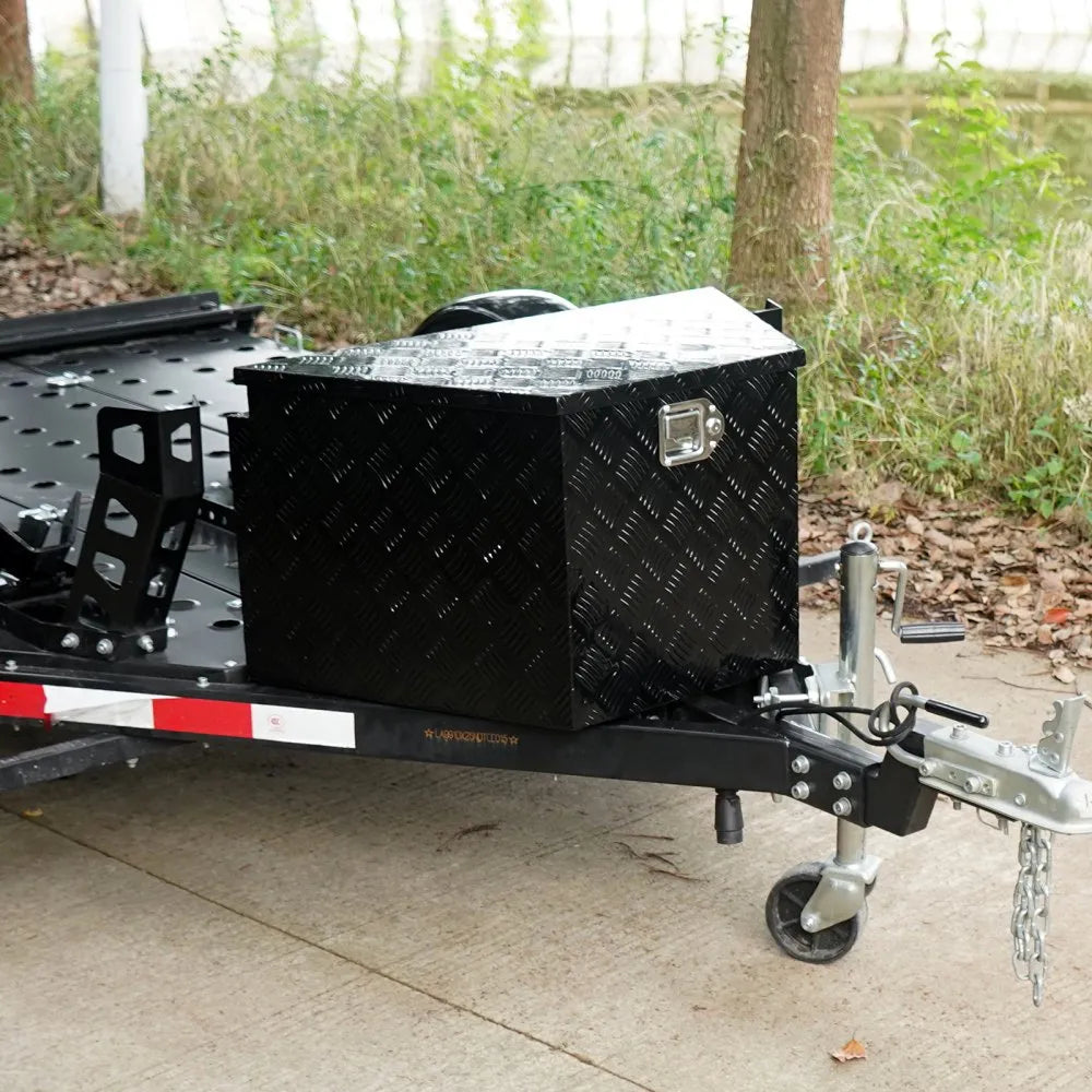 VEVOR Trailer Tongue Box, Aluminum Alloy Diamond Plate Tongue Box Tool Chest, Heavy Duty Trailer Box Storage with Lock and Keys, Utility Trailer Tongue Box for Pickup Truck, RV, Trailer, 39"x16.5"x12"