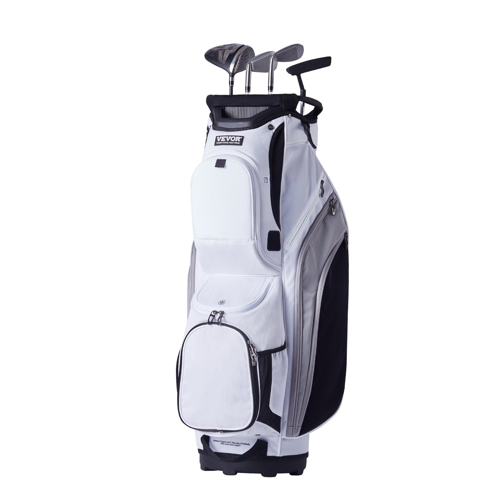 VEVOR Golf Cart Bag with 14 Way Organizer Divider Top, 36” 13 Pockets Premium Nylon Cart Bag, Durable Golf Bags with Handles & Dust Cover & Detachable Straps for Men & Women, White Color-Block 