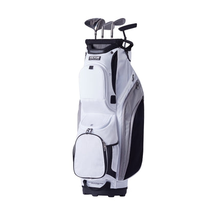 VEVOR Golf Cart Bag with 14 Way Organizer Divider Top, 36” 13 Pockets Premium Nylon Cart Bag, Durable Golf Bags with Handles & Dust Cover & Detachable Straps for Men & Women, White Color-Block 