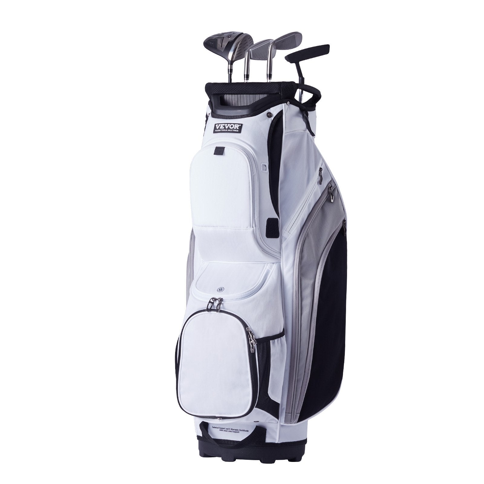 VEVOR Golf Cart Bag with 14 Way Organizer Divider Top, 36” 13 Pockets Premium Nylon Cart Bag, Durable Golf Bags with Handles & Dust Cover & Detachable Straps for Men & Women, White Color-Block 