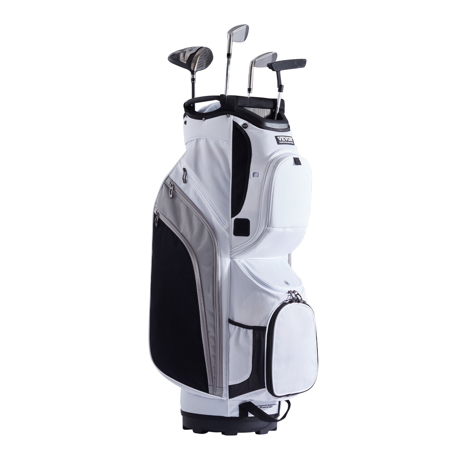 VEVOR Golf Cart Bag with 14 Way Organizer Divider Top, 36” 13 Pockets Premium Nylon Cart Bag, Durable Golf Bags with Handles & Dust Cover & Detachable Straps for Men & Women, White Color-Block 