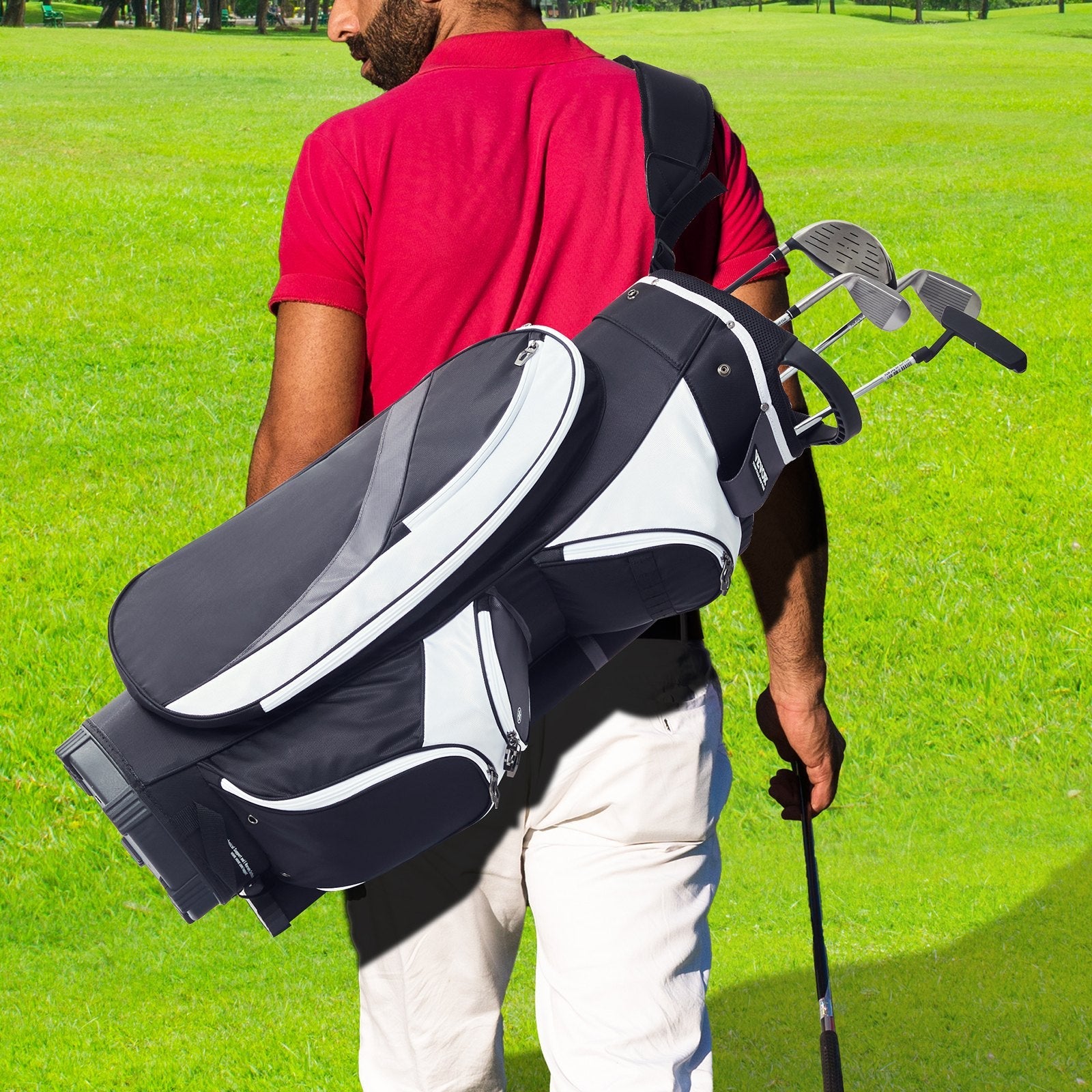 VEVOR Golf Cart Bag with 14 Way Organizer Divider Top, 36” Multiple Pockets Premium Nylon Cart Bag, Durable Golf Bags with Handles & Dust Cover & Detachable Straps for Men & Women, Black Color-Block 