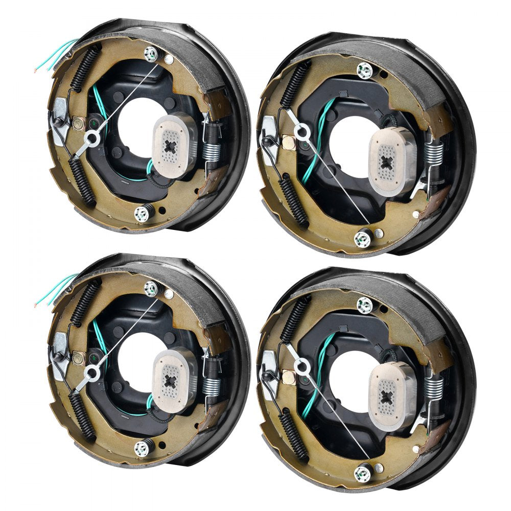 VEVOR Electric Trailer Brake Assembly, 10" x 2-1/4", 2 Pairs Self-Adjusting Electric Brakes Kit for 3500 lbs Axle, 4-Hole Mounting, Backing Plates for Brake System Part Replacement (2 Right + 2 Left) 