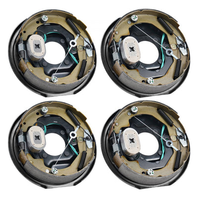 VEVOR Electric Trailer Brake Assembly, 10" x 2-1/4", 2 Pairs Self-Adjusting Electric Brakes Kit for 3500 lbs Axle, 4-Hole Mounting, Backing Plates for Brake System Part Replacement (2 Right + 2 Left) 