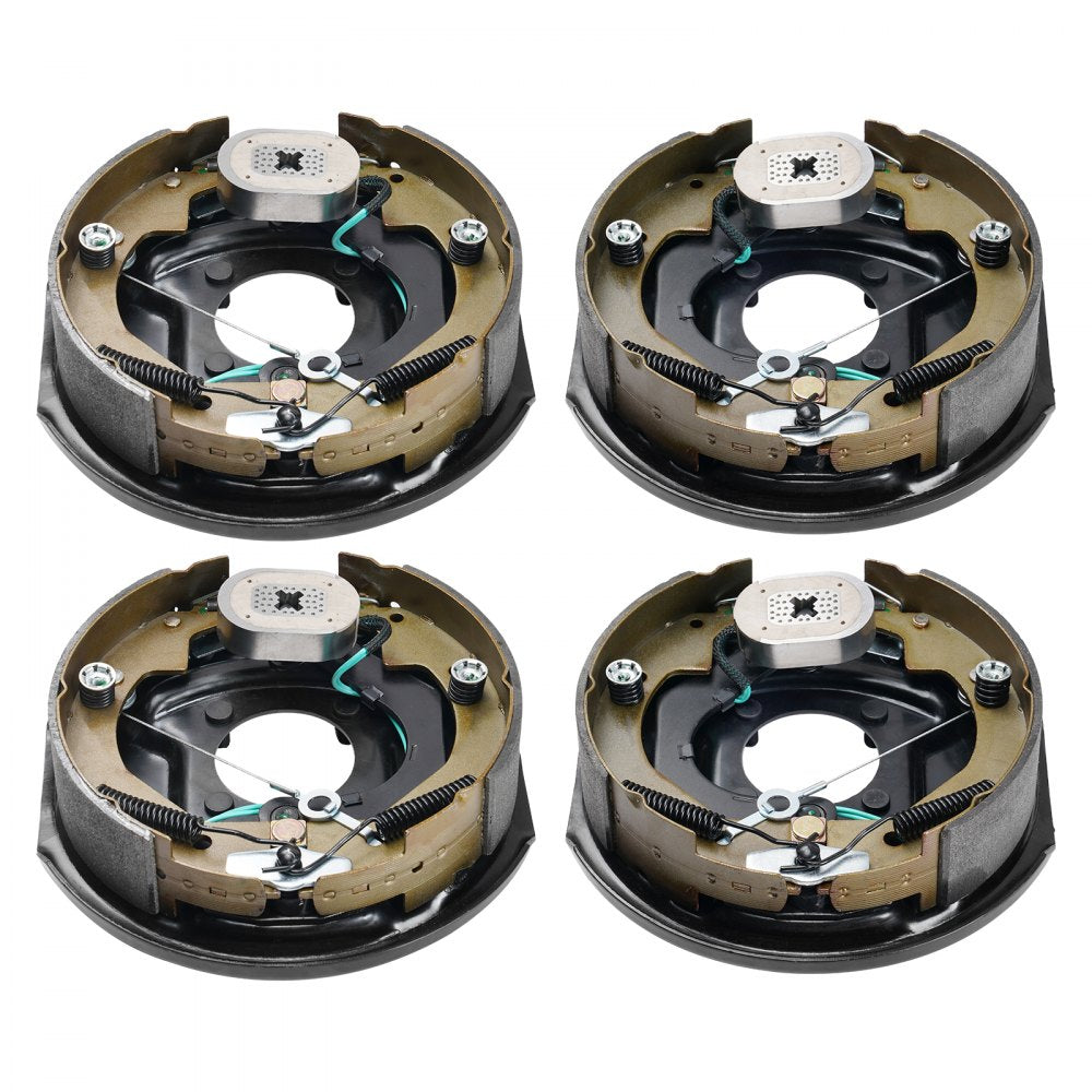 VEVOR Electric Trailer Brake Assembly, 10" x 2-1/4", 2 Pairs Self-Adjusting Electric Brakes Kit for 3500 lbs Axle, 4-Hole Mounting, Backing Plates for Brake System Part Replacement (2 Right + 2 Left) 