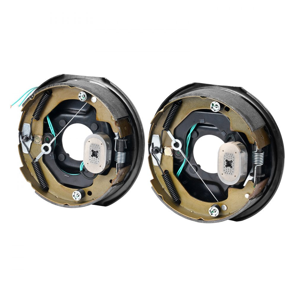 VEVOR Electric Trailer Brake Assembly, 10" x 2-1/4", 1 Pair Self-Adjusting Electric Brakes Kit for 3500 lbs Axle, 4-Hole Mounting, Backing Plates for Brake System Part Replacement (1 Right + 1 Left) 