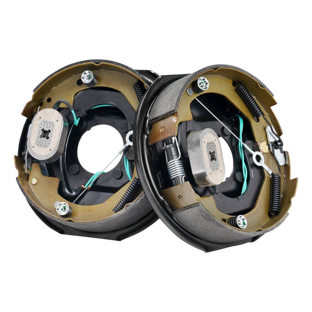 VEVOR Electric Trailer Brake Assembly, 10" x 2-1/4", 1 Pair Self-Adjusting Electric Brakes Kit for 3500 lbs Axle, 4-Hole Mounting, Backing Plates for Brake System Part Replacement (1 Right + 1 Left) 