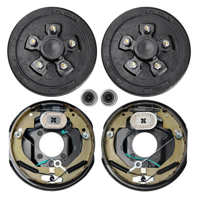 VEVOR Trailer Hub Drum Kits 5 on 4.5" B.C. with 10" x 2-1/4" Electric Brakes, Self-Adjusting Trailer Brake Assembly for 3500 lbs Axle, 4-Hole Mounting, Backing Plates for Brake System Part Replacement 