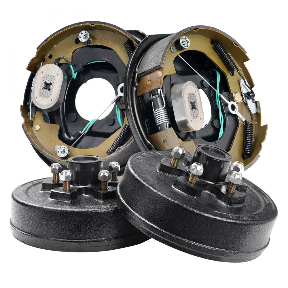 VEVOR Trailer Hub Drum Kits 5 on 4.5" B.C. with 10" x 2-1/4" Electric Brakes, Self-Adjusting Trailer Brake Assembly for 3500 lbs Axle, 4-Hole Mounting, Backing Plates for Brake System Part Replacement 