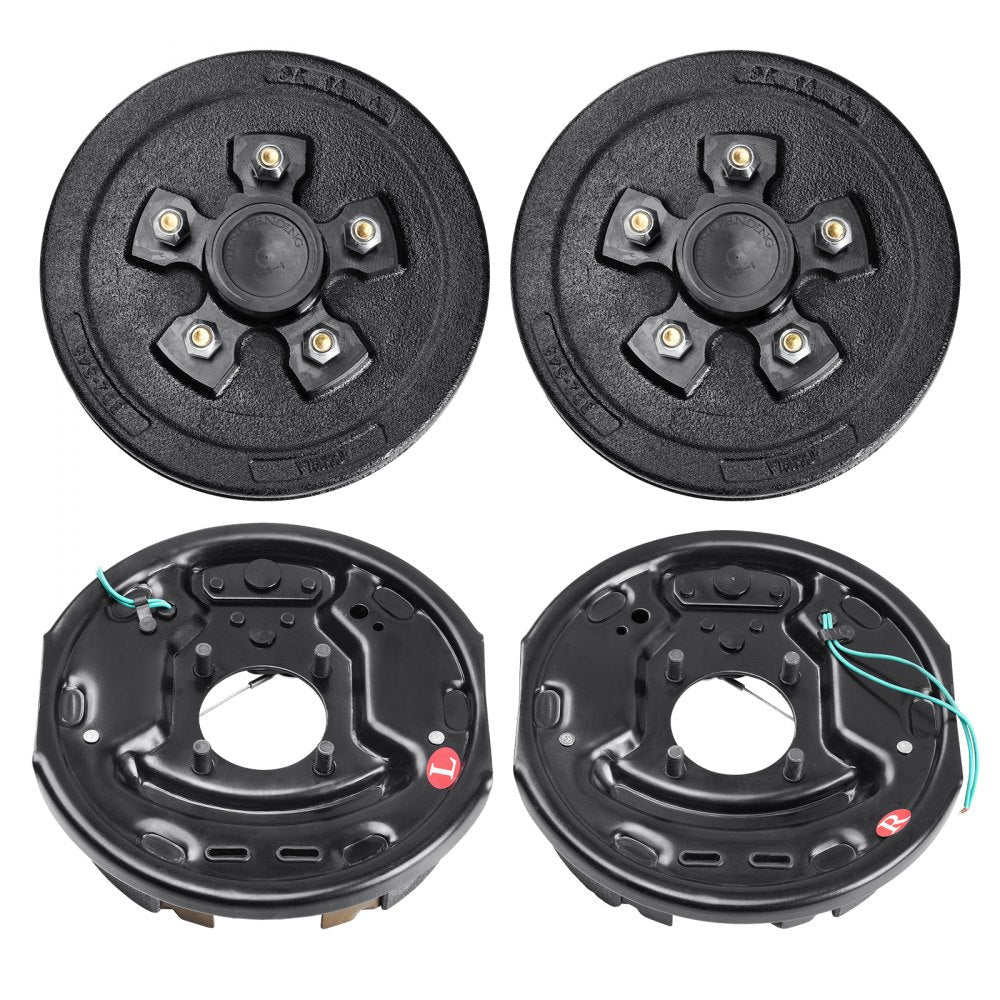 VEVOR Trailer Hub Drum Kits 5 on 4.5" B.C. with 10" x 2-1/4" Electric Brakes, Self-Adjusting Trailer Brake Assembly for 3500 lbs Axle, 4-Hole Mounting, Backing Plates for Brake System Part Replacement 
