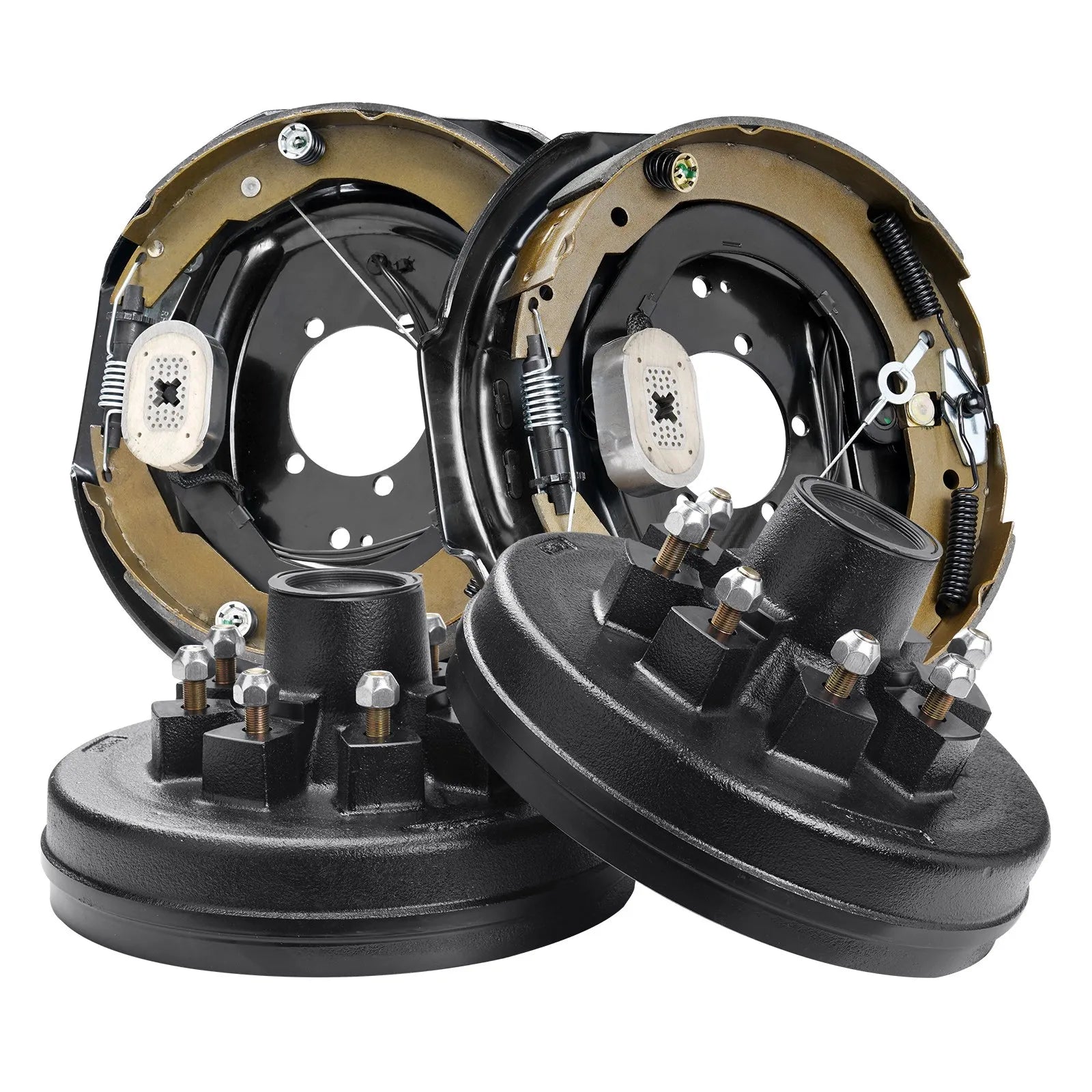 VEVOR Trailer Hub Drum Kits 8 on 6.5" B.C. with 12" x 2" Electric Brakes, Self-Adjusting Trailer Brake Assembly for 7000 lbs Axle, 5-Hole Mounting, Backing Plates for Brake System Part Replacement