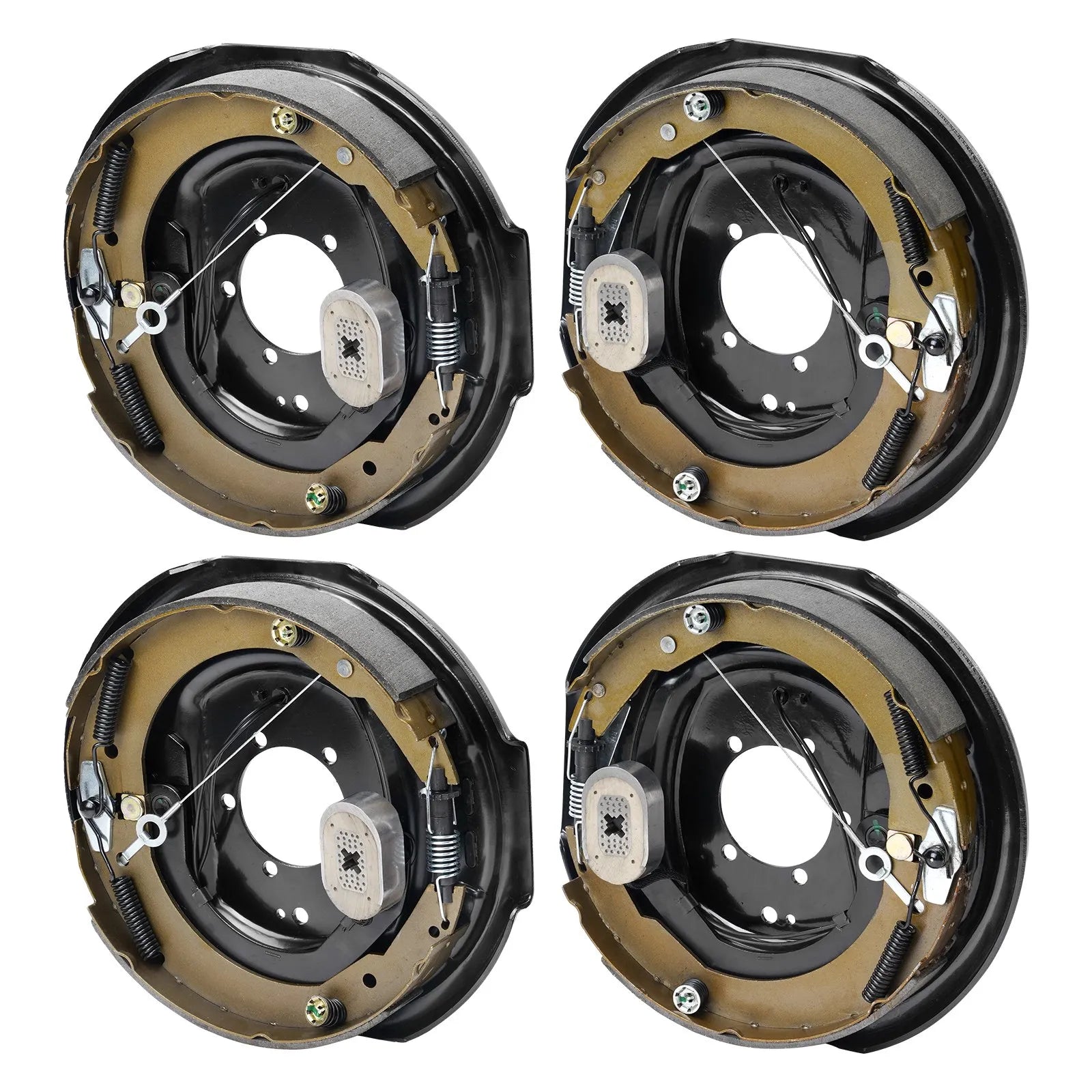 VEVOR Electric Trailer Brake Assembly, 12" x 2", 2 Pairs Self-Adjusting Electric Brakes Kit for 7000 lbs Axle, 5-Hole Mounting, Backing Plates for Braking System Part Replacement (2 Right + 2 Left)