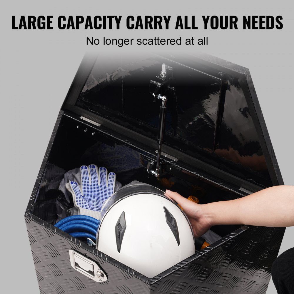 VEVOR Trailer Tongue Box, Aluminum Alloy Diamond Plate Tongue Box Tool Chest, Heavy Duty Trailer Box Storage with Lock and Keys, Utility Trailer Tongue Box for Pickup Truck, RV, Trailer, 29"x16.2"x18" 