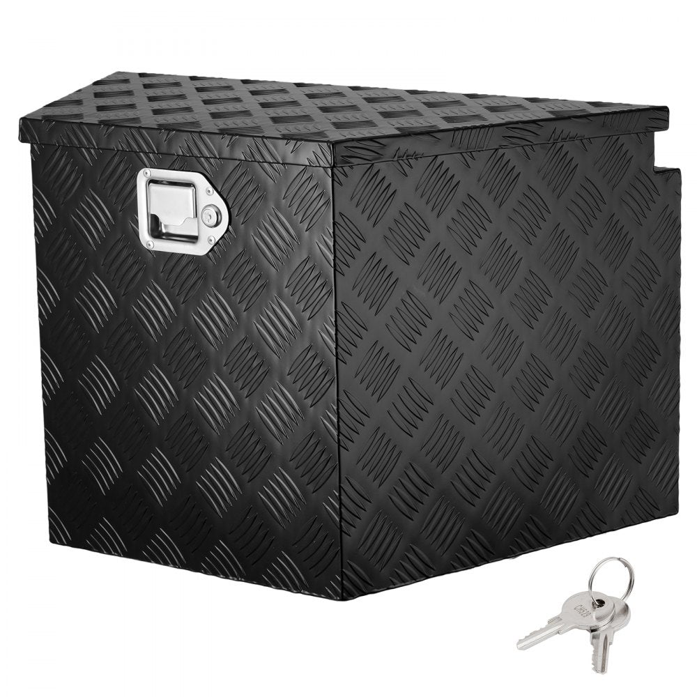 VEVOR Trailer Tongue Box, Aluminum Alloy Diamond Plate Tongue Box Tool Chest, Heavy Duty Trailer Box Storage with Lock and Keys, Utility Trailer Tongue Box for Pickup Truck, RV, Trailer, 29"x16.2"x18" 