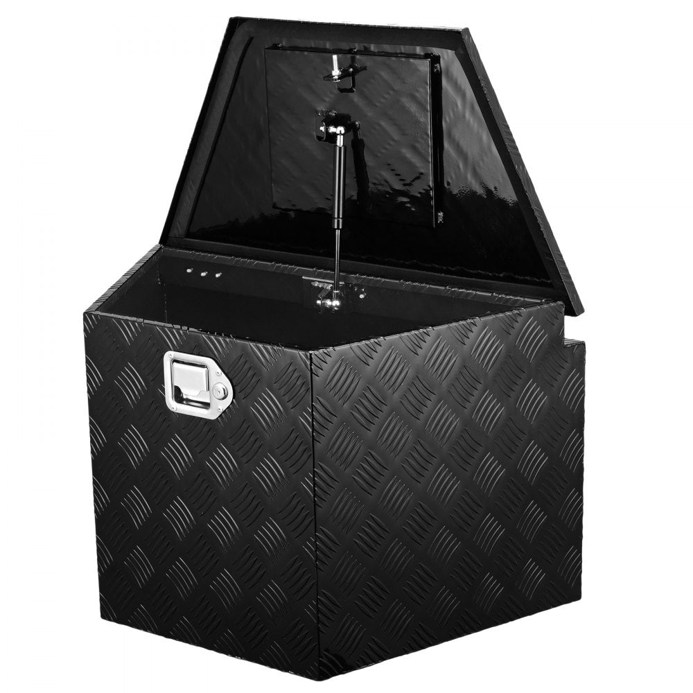 VEVOR Trailer Tongue Box, Aluminum Alloy Diamond Plate Tongue Box Tool Chest, Heavy Duty Trailer Box Storage with Lock and Keys, Utility Trailer Tongue Box for Pickup Truck, RV, Trailer, 29"x16.2"x18" 