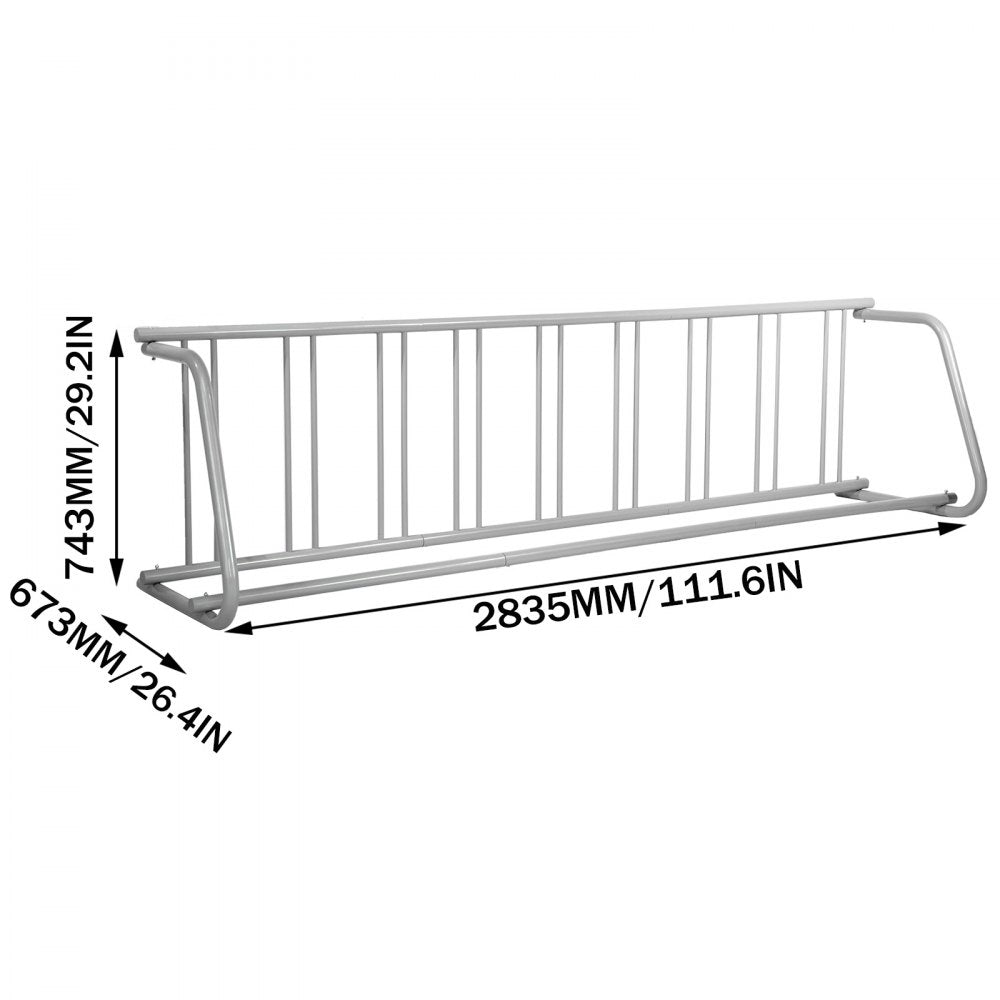 VEVOR Floor Bike Rack 9 Holders,All-Steel Grid Bike Rack 111\" Length,Single-side Storage Stand,For Garages Streets Yards 