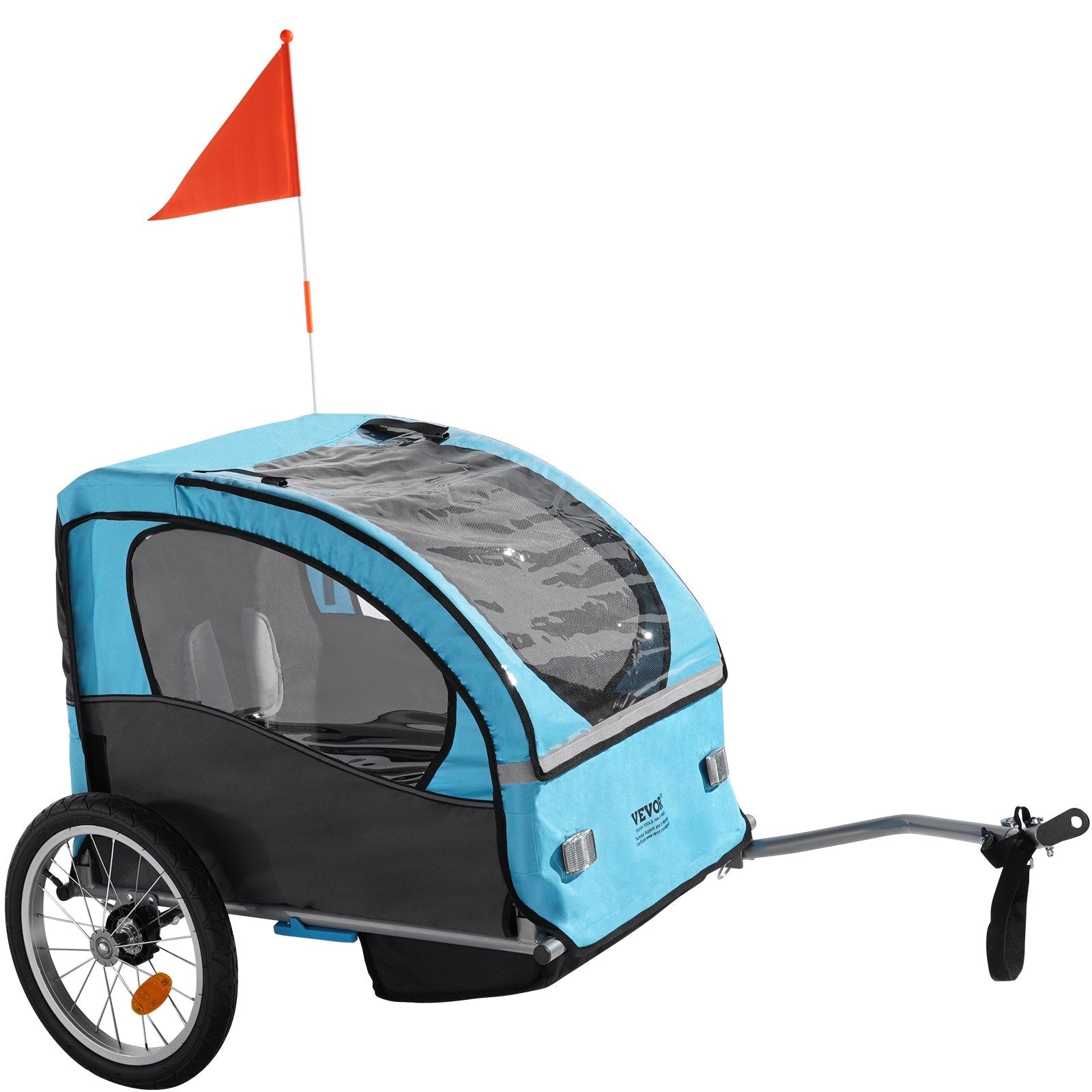 VEVOR Bike Trailer for Toddlers, Kids, 60 lbs Load, Tow Behind Foldable Child Bicycle Trailer with Universal Bicycle Coupler, Canopy Carrier with Strong Carbon Steel Frame for Children, Blue and Gray 