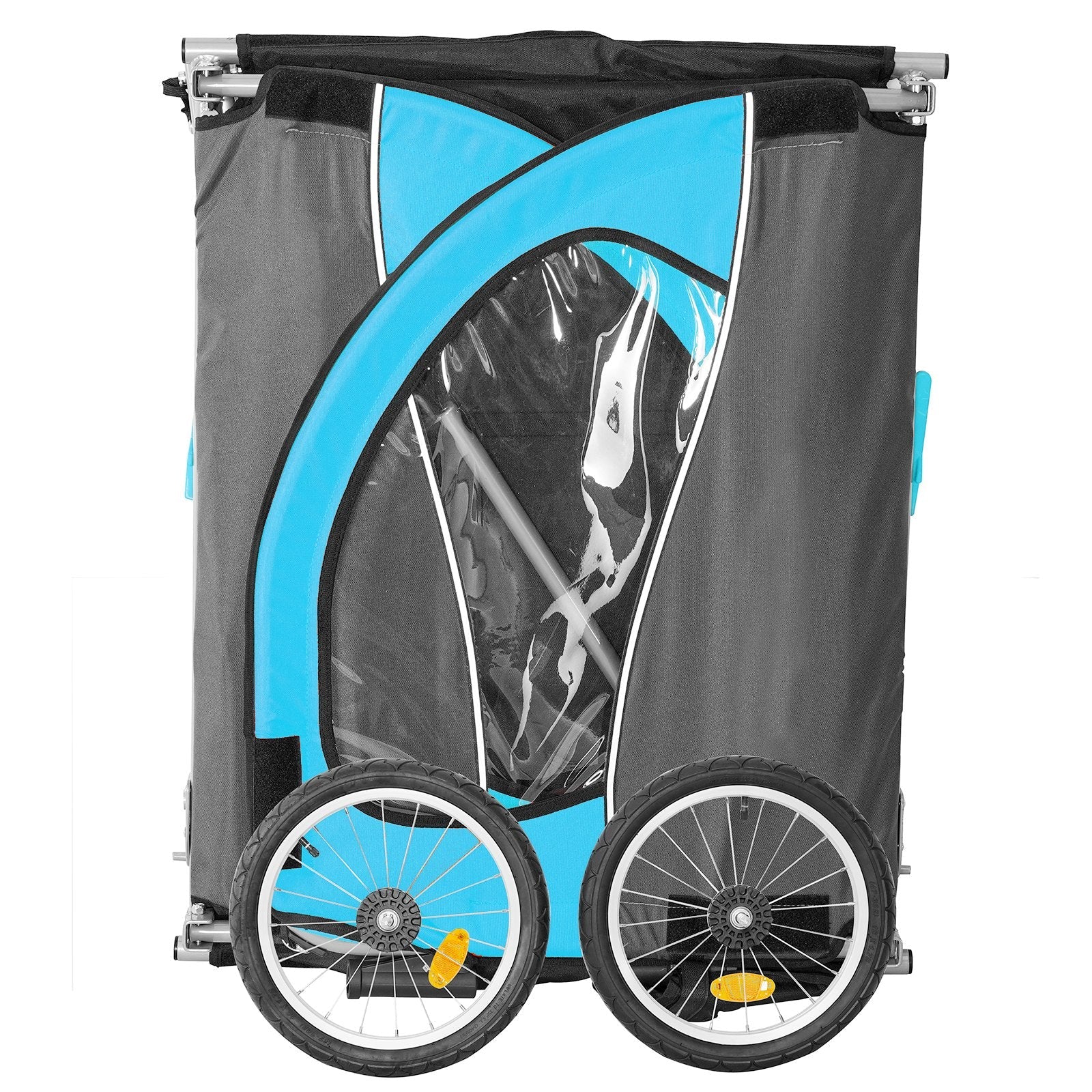 VEVOR Bike Trailer for Toddlers, Kids, 60 lbs Load, Tow Behind Foldable Child Bicycle Trailer with Universal Bicycle Coupler, Canopy Carrier with Strong Carbon Steel Frame for Children, Blue and Gray 
