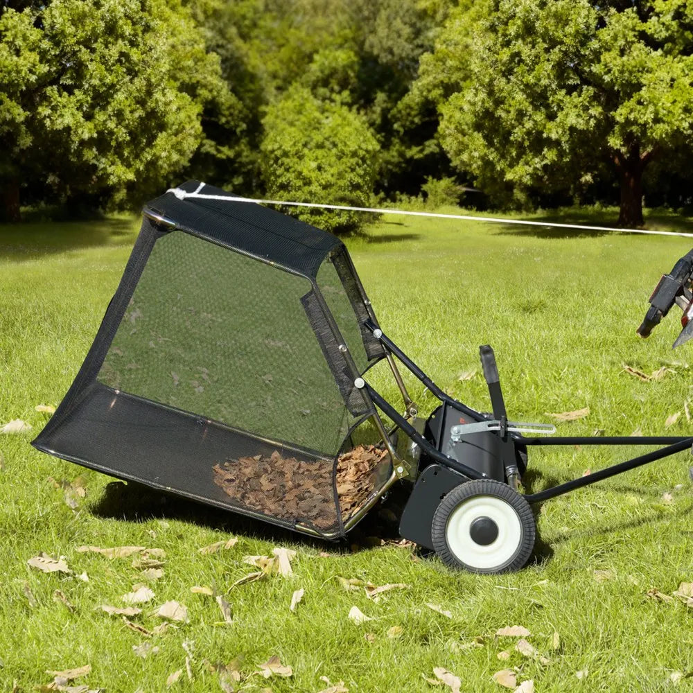 VEVOR 52" Tow Behind Lawn Sweeper, 26 cu.ft Large Capacity Leaf & Grass Collector with Adjustable Height