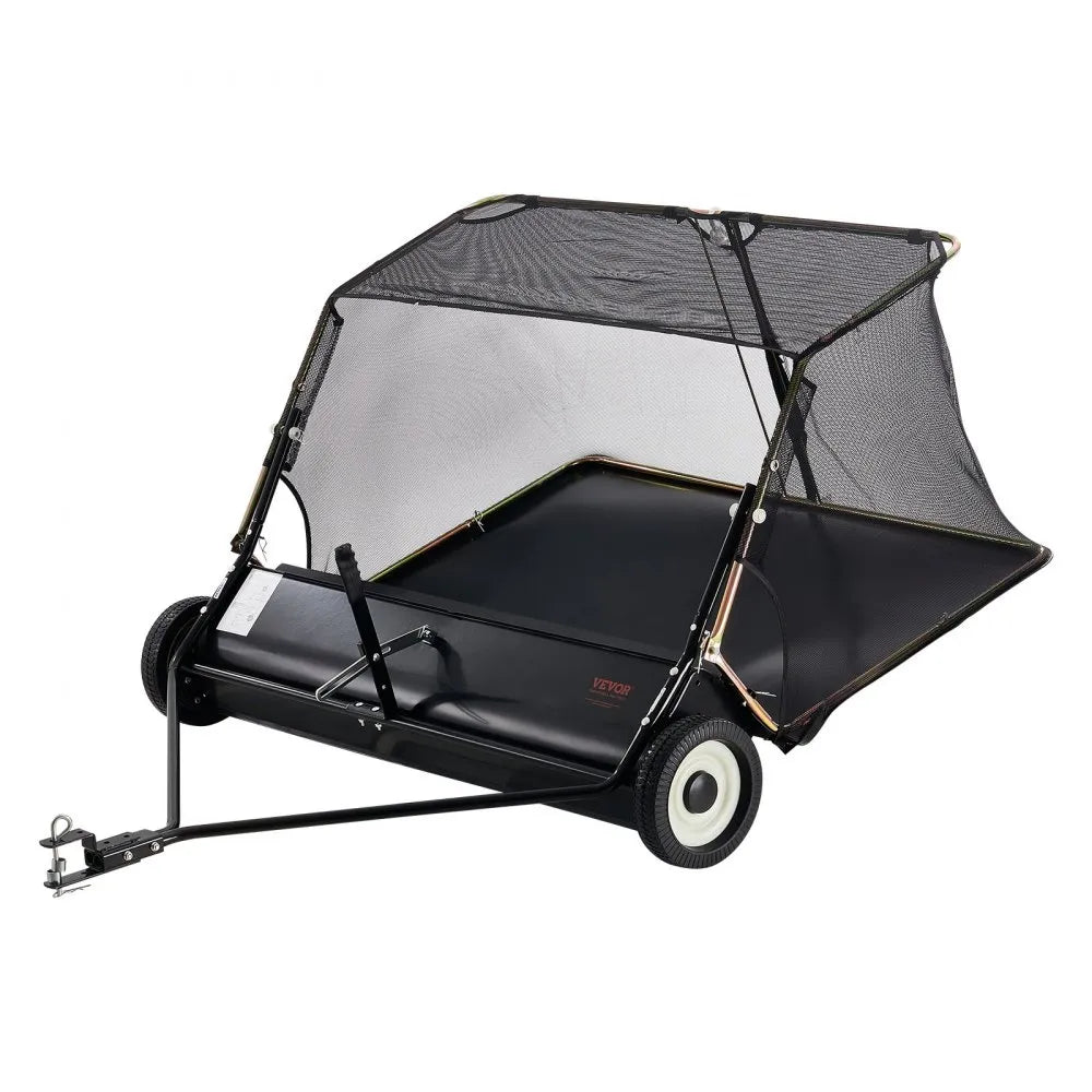 VEVOR 52" Tow Behind Lawn Sweeper, 26 cu.ft Large Capacity Leaf & Grass Collector with Adjustable Height