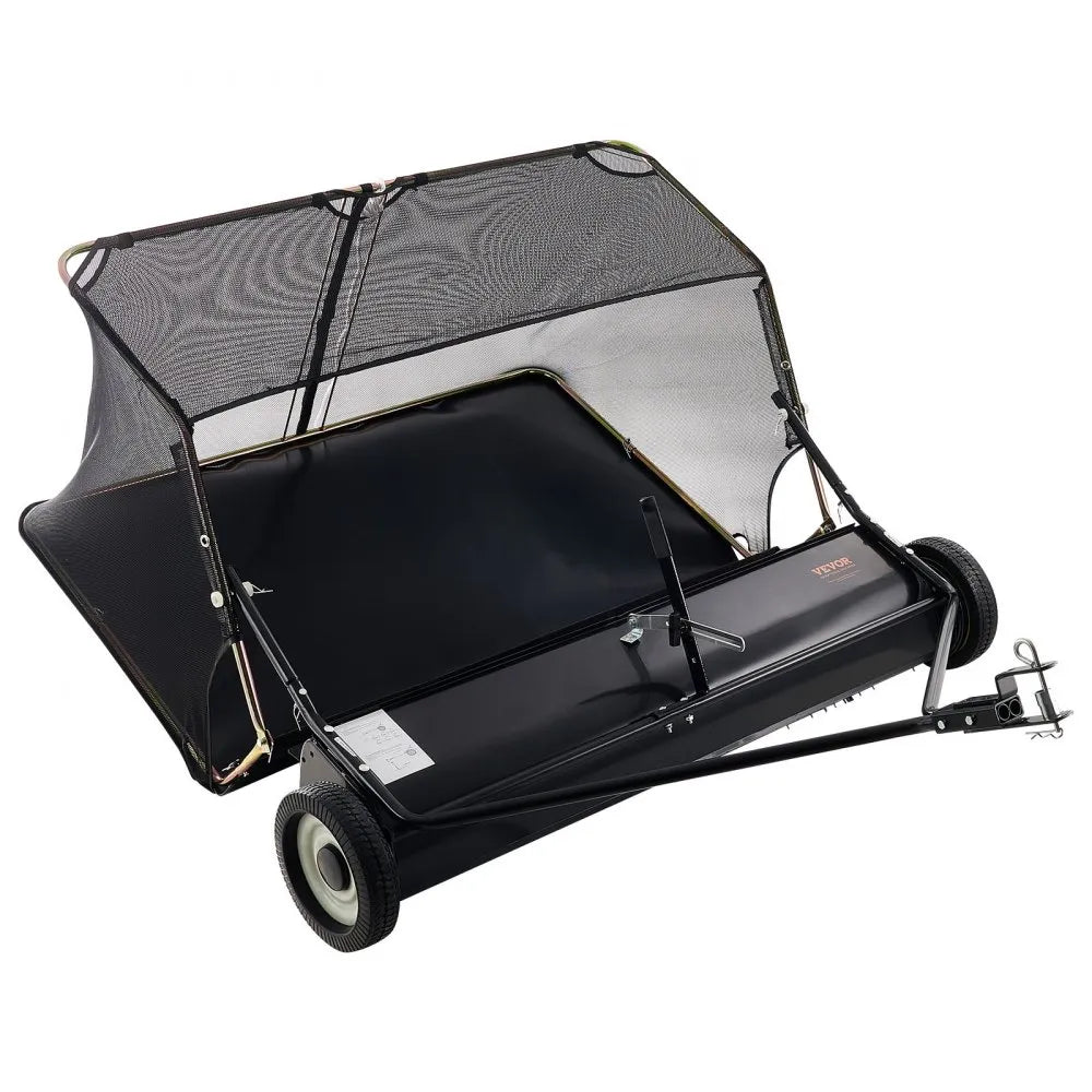 VEVOR 52" Tow Behind Lawn Sweeper, 26 cu.ft Large Capacity Leaf & Grass Collector with Adjustable Height