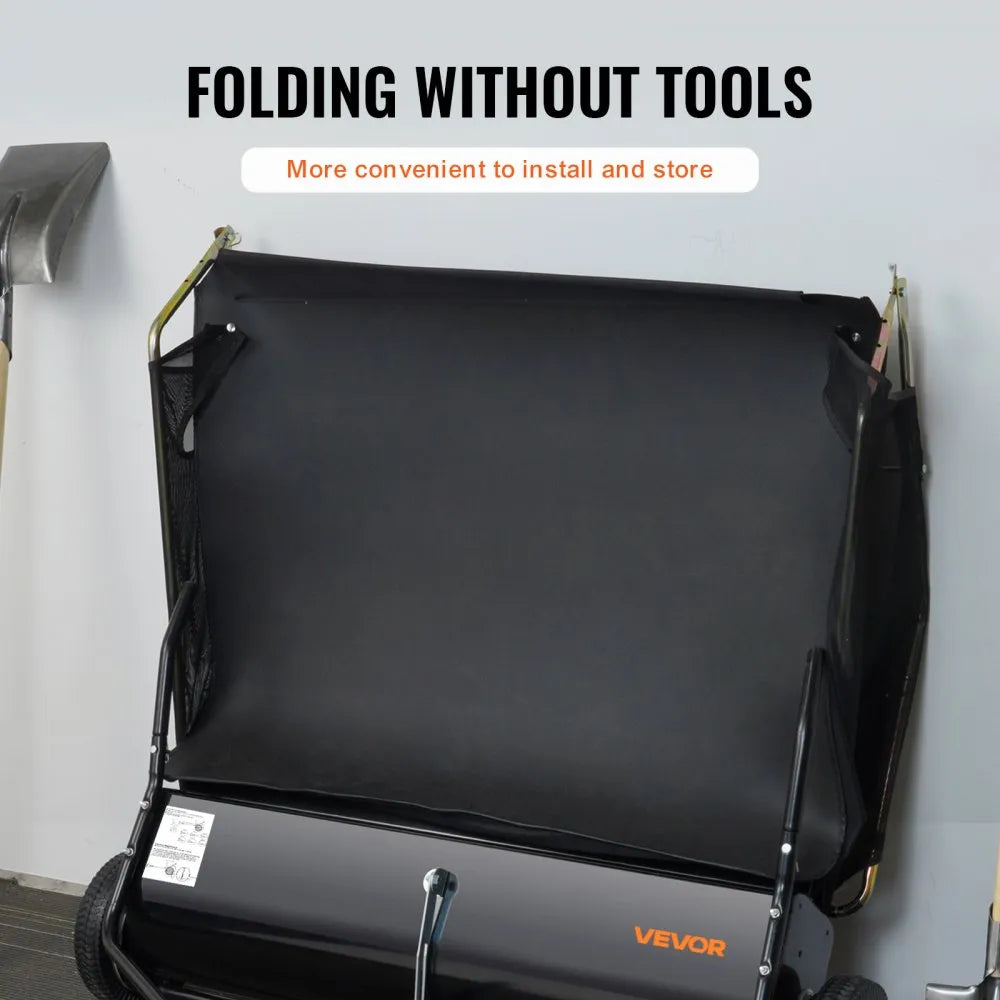 VEVOR 44" Tow Behind Lawn Sweeper, 25 cu.ft Large Capacity Leaf & Grass Collector with Adjustable Height