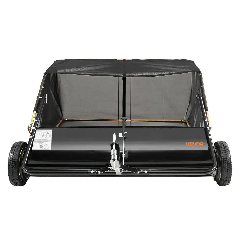 VEVOR 44" Tow Behind Lawn Sweeper, 25 cu.ft Large Capacity Leaf & Grass Collector with Adjustable Height