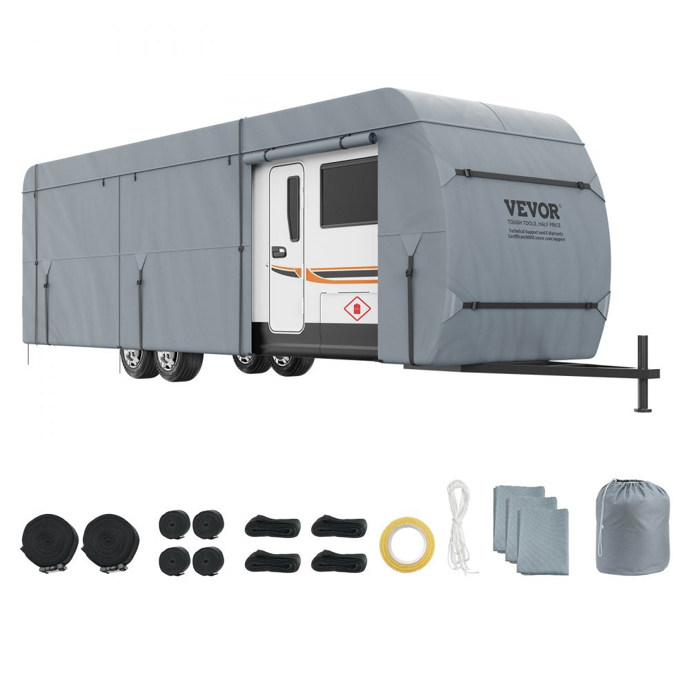 VEVOR Travel Trailer Cover, 20-22' RV Cover, 4-Layer Non-Woven Fabric Camper Cover, Waterproof, Windproof And Wear-Resistant Class A RV Cover, Rip-Stop Camper Cover with Storage Bag and Patches 