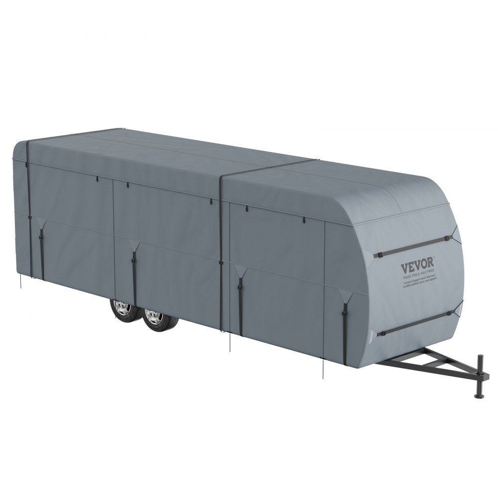 VEVOR Travel Trailer Cover, 20-22' RV Cover, 4-Layer Non-Woven Fabric Camper Cover, Waterproof, Windproof And Wear-Resistant Class A RV Cover, Rip-Stop Camper Cover with Storage Bag and Patches 