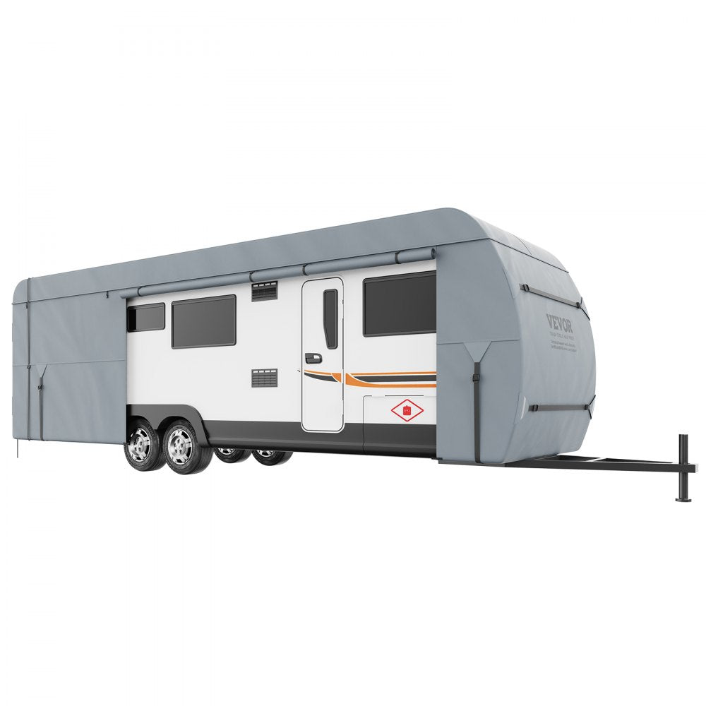 VEVOR Travel Trailer Cover, 20-22' RV Cover, 4-Layer Non-Woven Fabric Camper Cover, Waterproof, Windproof And Wear-Resistant Class A RV Cover, Rip-Stop Camper Cover with Storage Bag and Patches 
