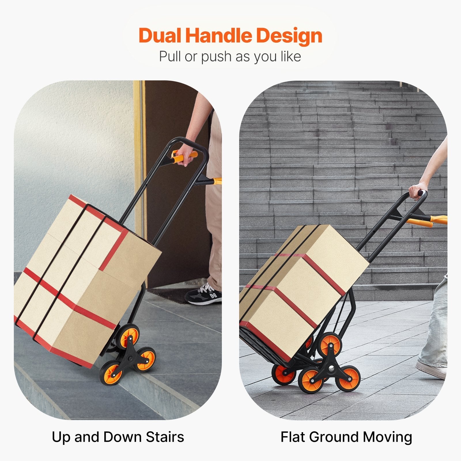 VEVOR Stair Climbing Cart Heavy Duty Folding Hand Truck Dolly 440 lbs 6 Wheels 