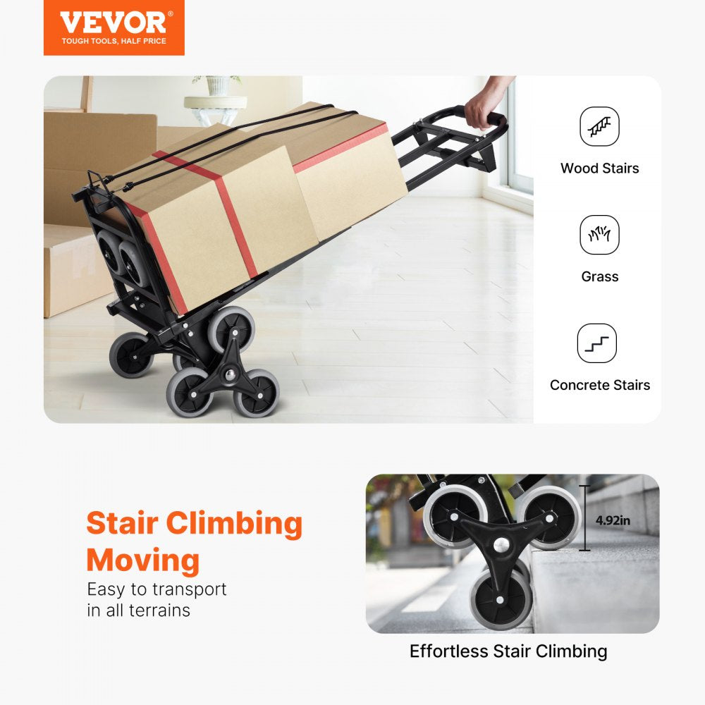 VEVOR Stair Climbing Cart Heavy Duty Folding Hand Truck Dolly 460 lbs 6 Wheels 