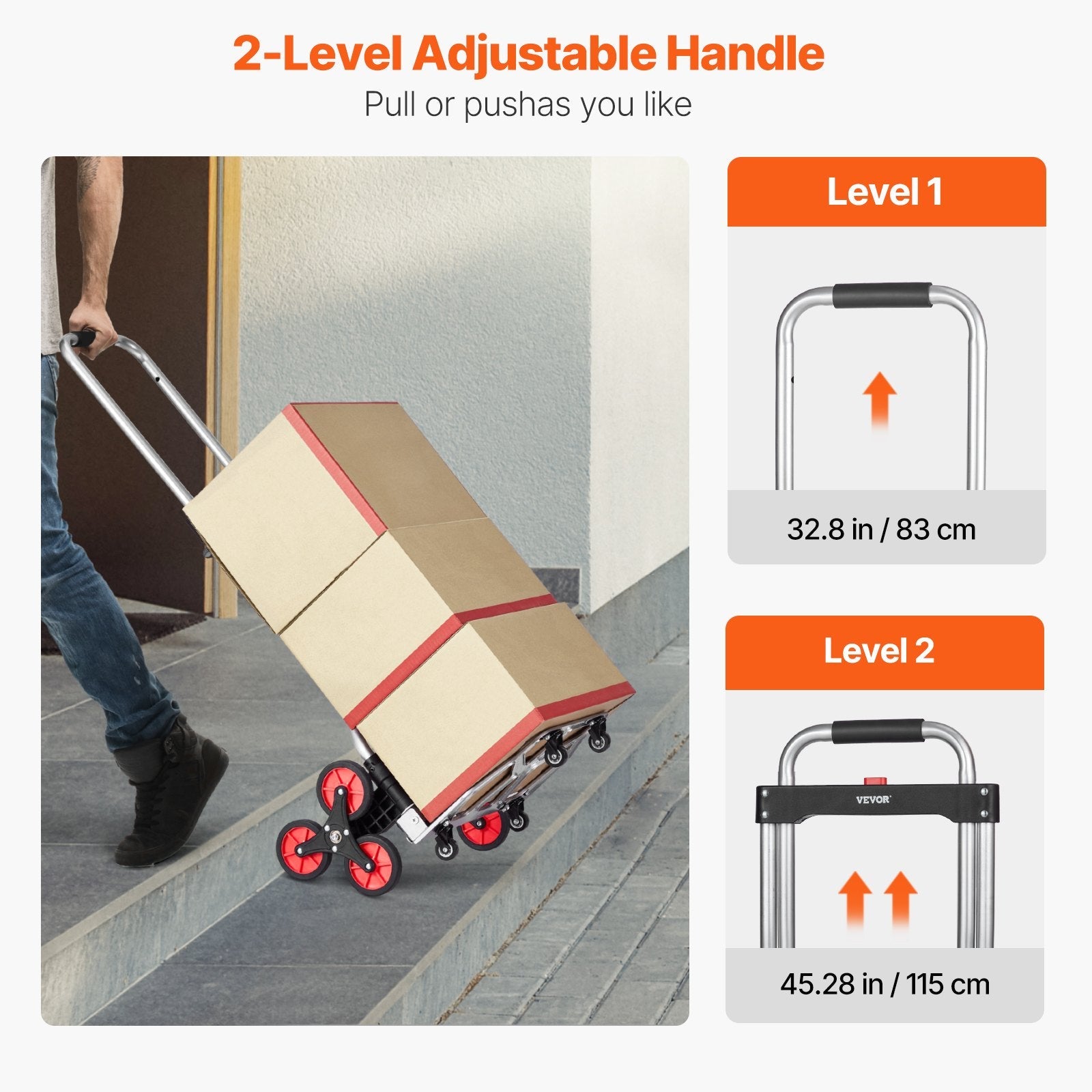 VEVOR Stair Climbing Cart Heavy Duty Folding Hand Truck Dolly 260 lbs 10 Wheels 