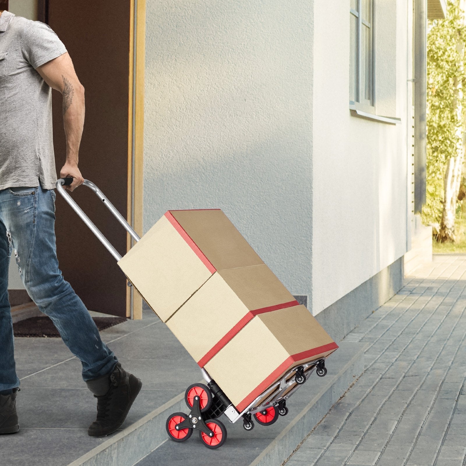 VEVOR Stair Climbing Cart Heavy Duty Folding Hand Truck Dolly 260 lbs 10 Wheels 