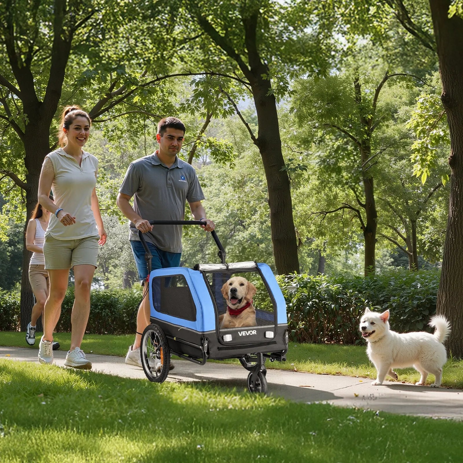VEVOR Dog Bike Trailer, Supports up to 88 lbs, 2-in-1 Pet Stroller Cart Bicycle Carrier for Small & Large Dogs, Easy Folding Frame with Quick Release Wheel, Universal Bicycle Coupler, Internal Leash 