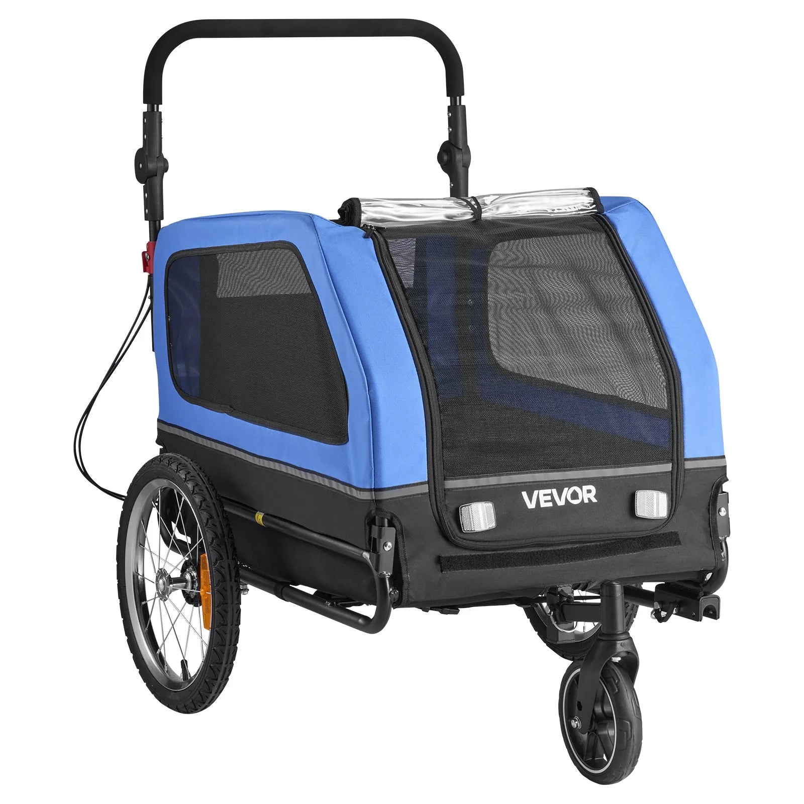 VEVOR Dog Bike Trailer, Supports up to 88 lbs, 2-in-1 Pet Stroller Cart Bicycle Carrier for Small & Large Dogs, Easy Folding Frame with Quick Release Wheel, Universal Bicycle Coupler, Internal Leash 