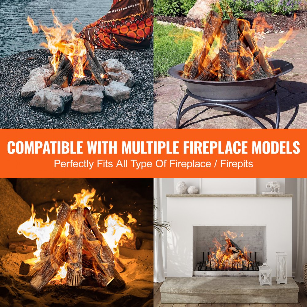 VEVOR 8 Pcs Oak Logs, Gas Fireplace Ceramic Logs for Fire place, Heat-Resistant Wood Log Gas Realistic Logs, Stackable Wood Branches for Gas Fireplace, Firebowl Indoor or Outdoor 