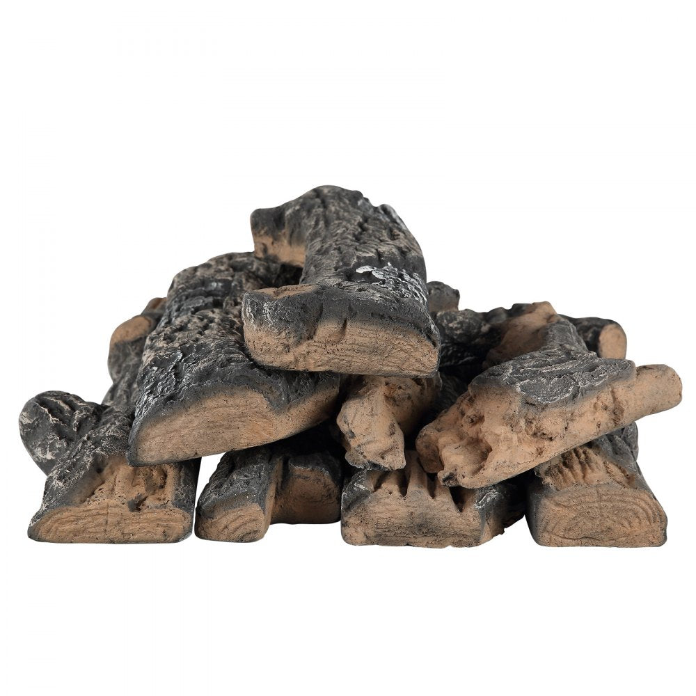 VEVOR 8 Pcs Oak Logs, Gas Fireplace Ceramic Logs for Fire place, Heat-Resistant Wood Log Gas Realistic Logs, Stackable Wood Branches for Gas Fireplace, Firebowl Indoor or Outdoor 