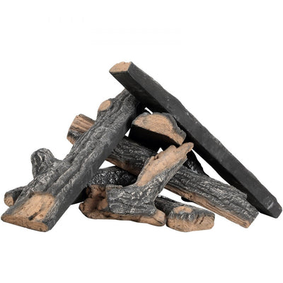 VEVOR 8 Pcs Oak Logs, Gas Fireplace Ceramic Logs for Fire place, Heat-Resistant Wood Log Gas Realistic Logs, Stackable Wood Branches for Gas Fireplace, Firebowl Indoor or Outdoor 