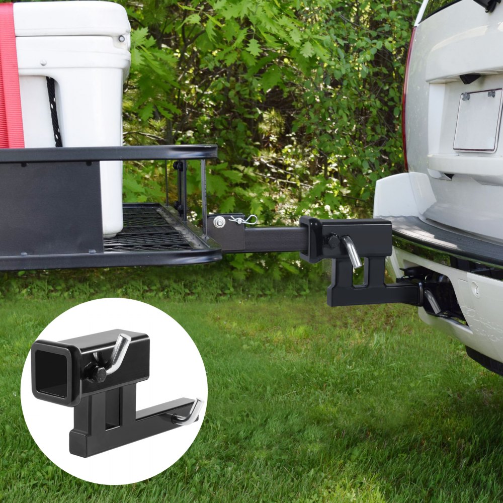 VEVOR Hitch Adapter, 1-1/4" to 2" Receiver Hitch Extender Extension, Trailer Hitch Riser with 4" Rise/Drop, 6-1/2" Extension Length, 4000 lbs Towing Capacity, Hitch Pins, Bolt and Nut Included, Black 