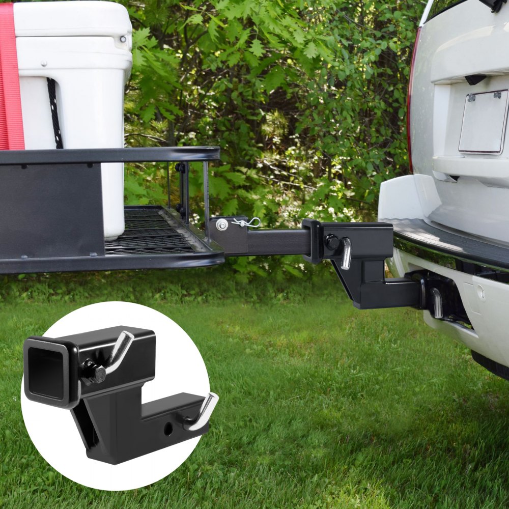 VEVOR Trailer Hitch Riser, for 2" Receiver with 4" Rise/Drop, Trailer Receiver Hitch Extender Extension Adapter, 5-1/4" and 6-3/4" Extension Length, 4000 lbs Towing Capacity, Hitch Pin Included, Black 